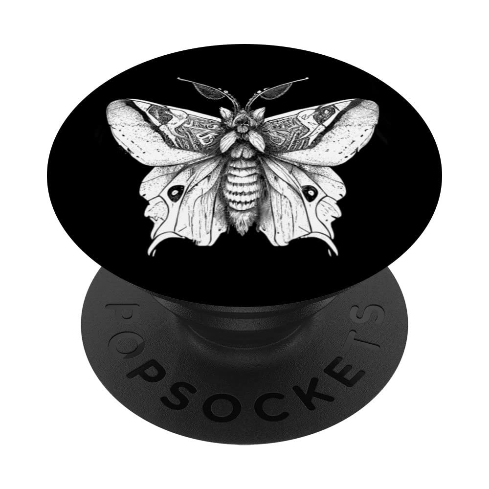 Moth Insect Magical Esoteric Line Art Illustration PopSockets Swappable PopGrip