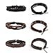 MILAKOO Braided Leather Bracelet for Men Women Cuff Wrap Bracelet Adjustable Black and Brown