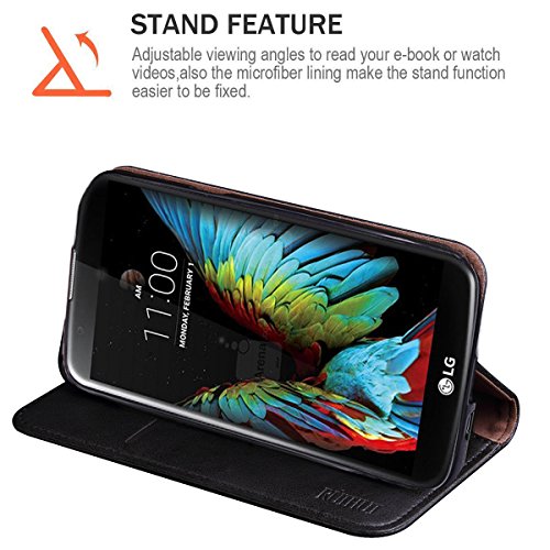 LG K10 2018 Case, LG K30 Case,LG K10 Alpha Sturdy Case,RUIHUI Luxury Leather Wallet Folding Flip Protective Shock Resistant Case Cover with Card Slots,Kickstand and Magnetic Closure (Black)