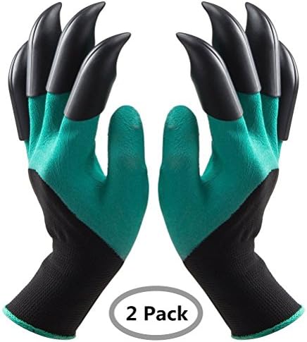 Garden Genie Gloves with Fingertips Claws,Safe for Rose Pruning –Best Gardening Tool -Best Gift for Gardeners-Great for Digging Weeding Seeding poking (Claws on EACH hand 2 Pairs)
