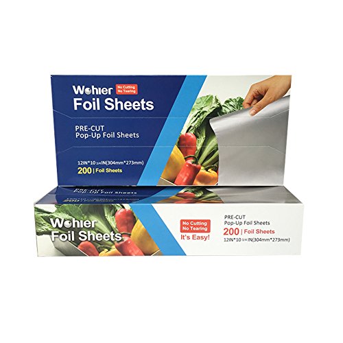 Wohler Durable Kitchen Aluminum Foil Roll, 100 Sq Ft (100sq*3,200sheets*2)