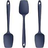 U-Taste Silicone Spoon Spatula Set of 3, 480&deg;F High Temp, Midnight Blue | Silicone Spoons for Cooking, Food Grade Rubber Scraper Spatula Spoonula, Heatproof Kitchen Utensils Set for Nonstick Cookware