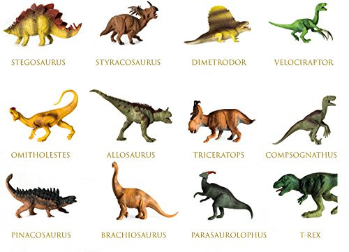 Jazzoo Realistic Dinosaur Figures for Kids, 12 Piece Plastic Dinosaur Playset - Thumbnail 2