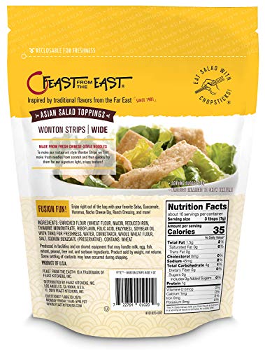 Feast From The East Asian Salad Toppings - Wonton Strips - Wide 4 Ounce