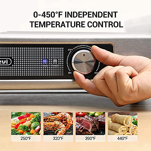 Gevi Electric Indoor Smokeless Grill + Griddle, Nonstick Plates, 2