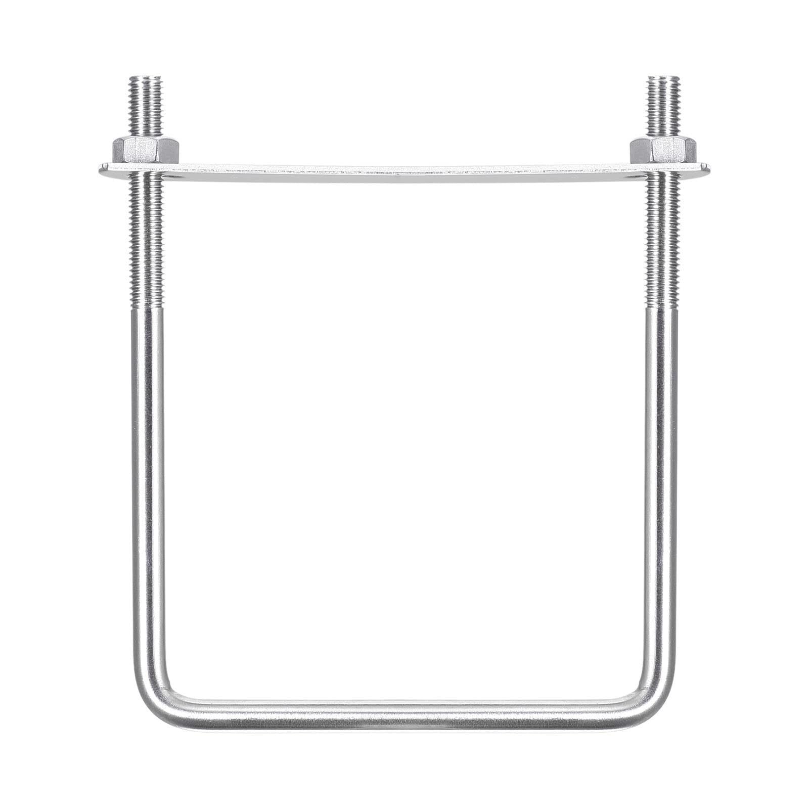 TOP-VIGOR 3 sets M8 Square U-Bolts, 102mm Inner Width 140mm Length 304 Stainless Steel U-Bolts with Nut, Plate for Building Installations Mechanical Parts Connection Cehicles Ships