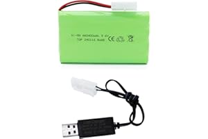 Tosiicop 9.6V 2400mAh NiMH Battery - RC Car Rechargeable Battery AA with Tamiya KET-2P Plug and USB Charge Cable for RC Car Spare Part RC Tank Boat Batteries