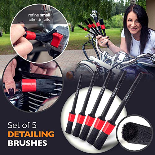 Me Motorcycle Detailing Brush Kit 6 Pack Natural Boar Hair
