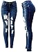 Jack David Womens Distressed Denim Jeans Ripped Blue Skinny Destroy Stretch Jean Pants (19/20, Jack David Jd-r65b- Blue)
