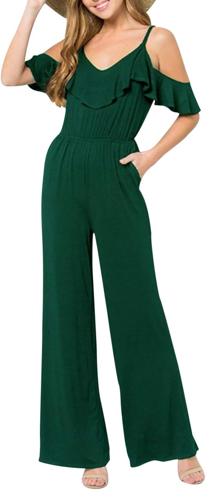 green elegant jumpsuit