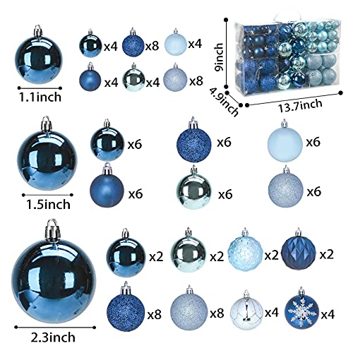 DomeStar Christmas Ball Ornaments, 100PCS Christmas Tree Ornaments Christmas Baubles Tree Balls Christmas Decorations