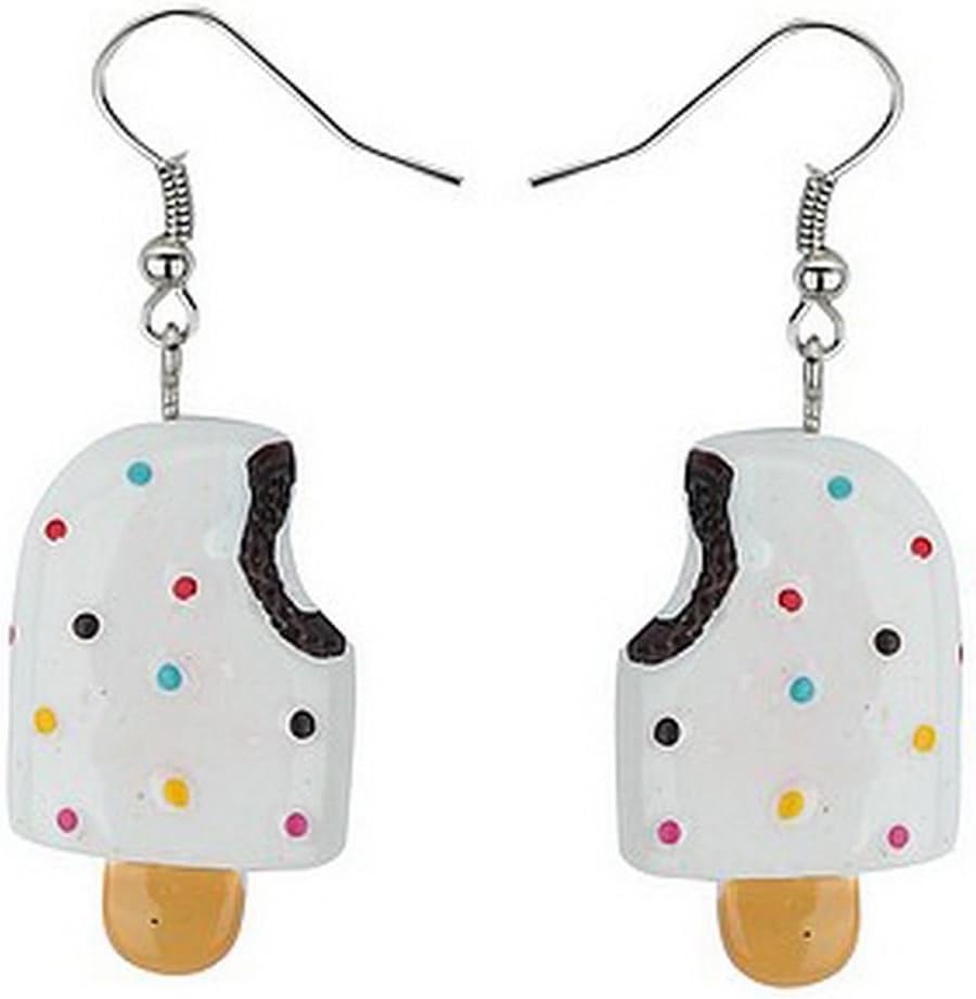Joe Cool - Retro Ice Lolly Drop Earrings with Sprinkles | 5cm Length, Acrylic & Tin Alloy, White