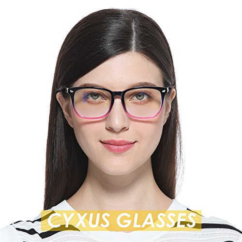 Cyxus Blue Light Blocking [Clear Lens] Glasses, Anti Eye Strain Headache Computer Eyewear for Women (Gradient Pink Frame)