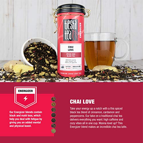 Tiesta Tea Chai Love, Loose Leaf Spiced Chai Black Tea, High Caffeine, Hot & Iced Tea, 4 oz