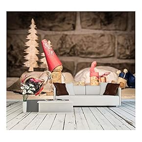 Concept Santa Claus with Presents of Wine Cork Figures - Removable Wall Mural | Self-Adhesive Large Wallpaper - 66x96 inches