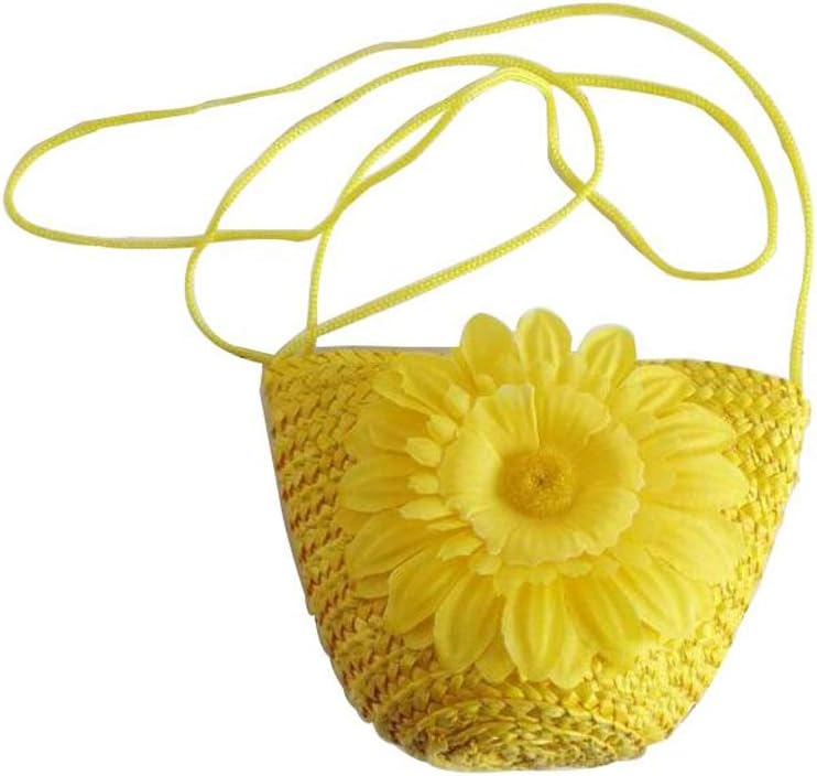 VOANZO Sweet Styles Straw Woven Crossbody Mini Small Single Shoulder Bag, Mobile Phone,Key.Wallet Purse(Yellow)