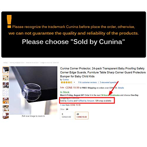 Cunina Baby Safety Clear Corner Guard, Corner Protector, Furniture Bumper, with Strong Long-Lasting Gel, Transparent and Premium Quality, 8-pack
