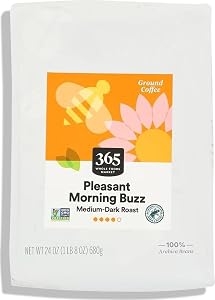 365 by Whole Foods Market, Pleasant Morning Buzz Ground Coffee, Medium-Dark Roast, 24 Ounce