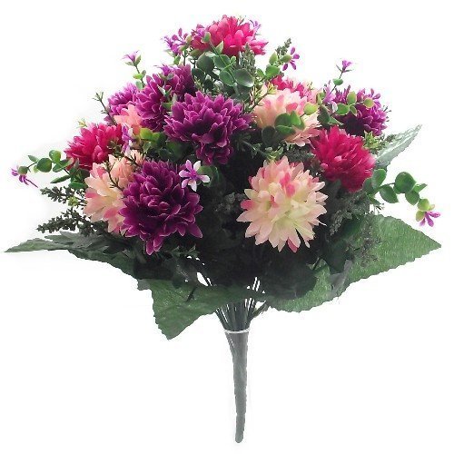 Artificial Flowers - Mixed Chrysanthemum Bouquet 41cm (Bright Pink & Wine Colour)