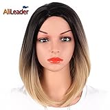 AliLeader 14inch Short Bob Wigs Ombre Blonde Wigs no Bangs Straight Wigs for Black Women Cosplay Synthetic Wig Natural As Real Hair