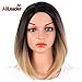 AliLeader 14inch Short Bob Wigs Ombre Blonde Wigs no Bangs Straight Wigs for Black Women Cosplay Synthetic Wig Natural As Real Hair