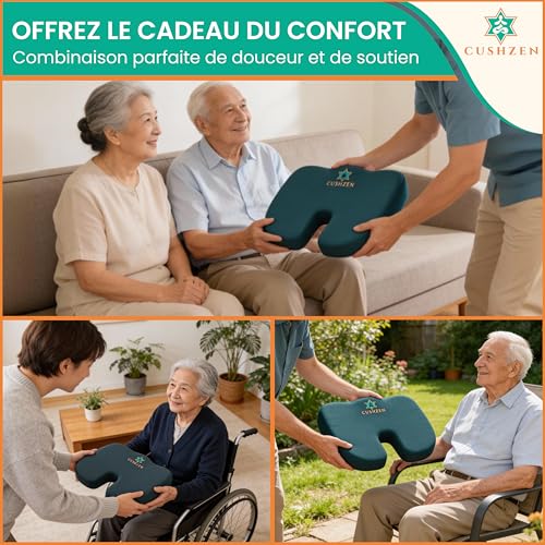 Cushzen - Ergonomic Coccyx Cushion - Chair Cushion for Coccyx Pain Relief - Ideal for Seating, Office, Driver, Car, Anti Sore Sores, Buttocks and Orthopedics.