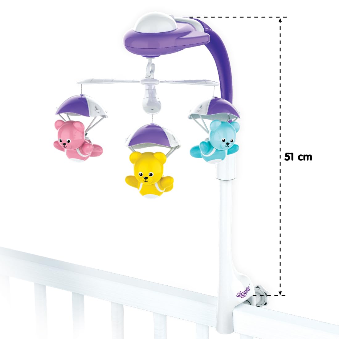 Giggles Funskool Bear Melody Crib Mobile, Soothing Music with Adorable Parachute Bears, Hanging Toy for Newborn Baby, Infants & Toddlers, Gift Set for Babies, Age 0+ Months 4
