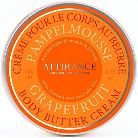Attirance - Body Butter Cream - Grapefruit - 6.7oz - All Natural with Grapefruit Essential Oil, Shea Butter &amp; Avocado Oil