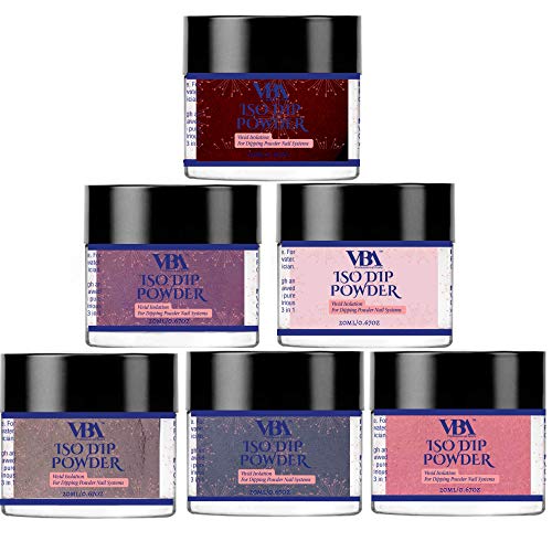ISO Nail Dipping Powder KIT VBA Professional 6 Essential Resin Polish Colors for Dipped Powdered System