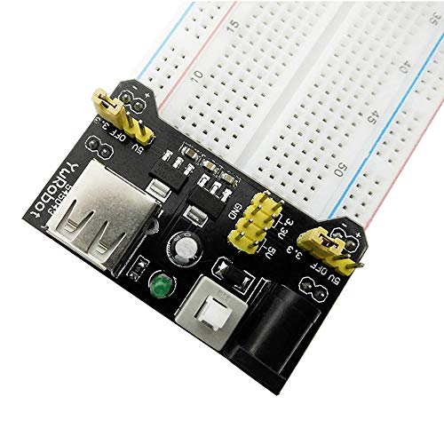 Loweryeah 830 MB-102 Tie Points Solderless Breadboard Kit + 3.3V 5V Power Supply Module +65pcs Flexible Jumper Cables Wires - Thumbnail 3