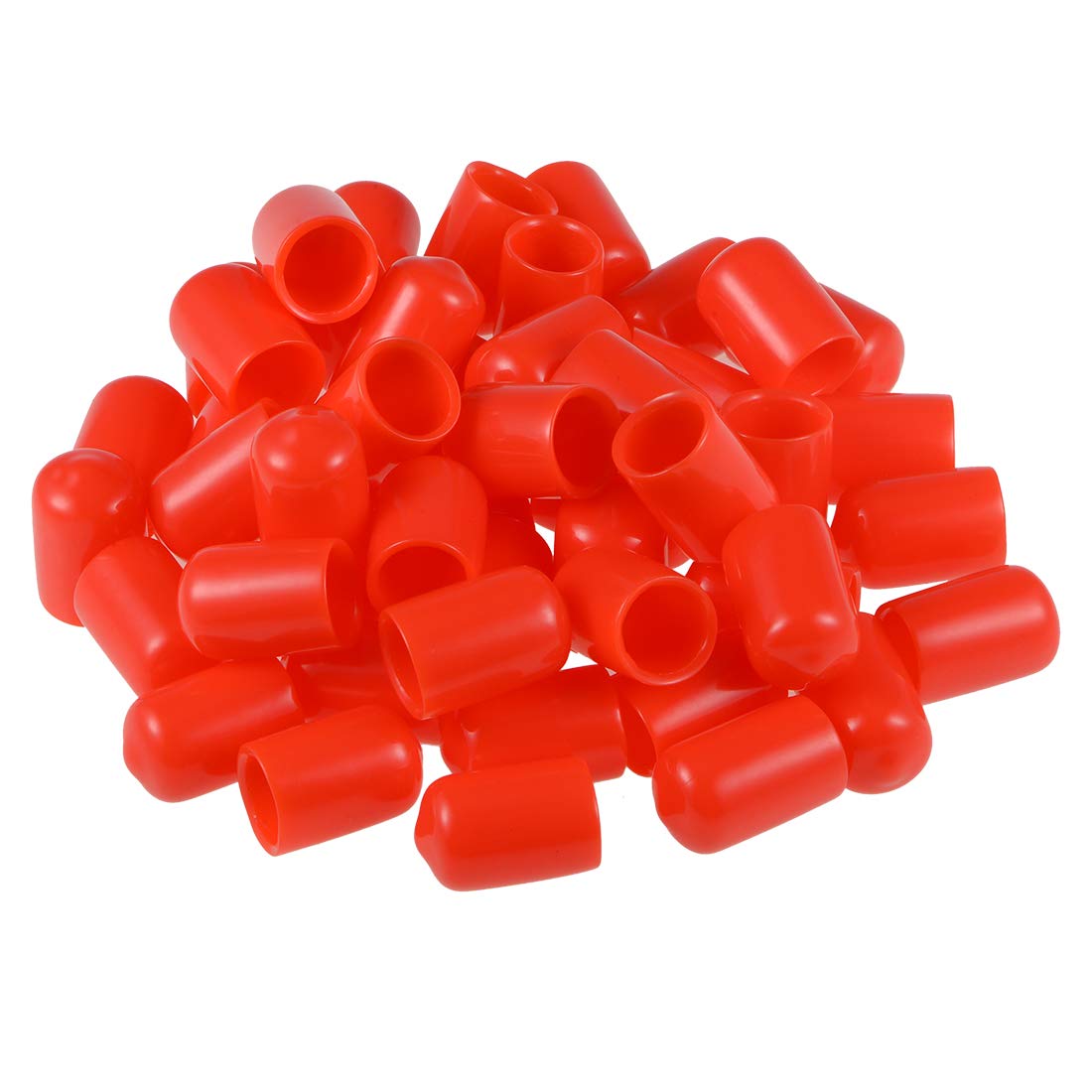 sourcing map 50pcs Rubber End Caps 11mm ID Vinyl Round Tube Bolt Cap Cover Screw Thread Protectors Red