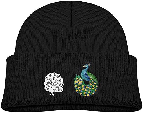 Hinanqugu Baby You Vs Me Peacock Unisex Winter Warm Knit Hat Cute Soft Stretch Lined Beanie Cap Black