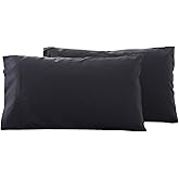 Microfiber Standard Bed Pillowcases 2 Pack, Super Soft Bed Pillow Covers Envelope Closure, Wrinkle, Fade and Stain Resistant, 20x26, Black