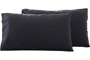 JUNN SHENN Microfiber Standard Bed Pillowcases 2 Pack, Super Soft Bed Pillow Covers Envelope Closure, Wrinkle, Fade and Stain Resistant, 20x26, Black