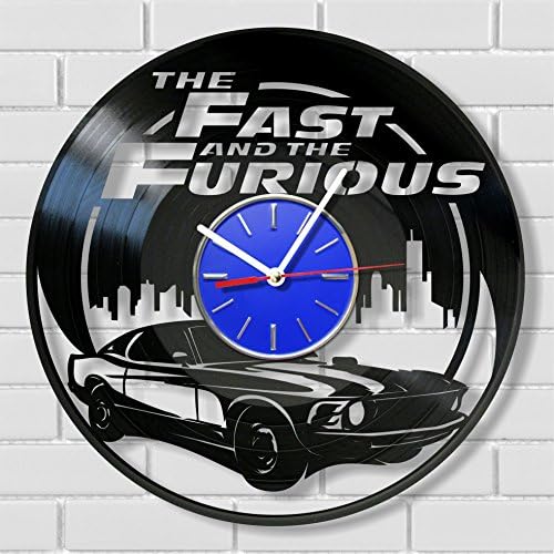 The Fast and the Furious wall clock made out of vintage vinyl record wonderful gift for any occasion