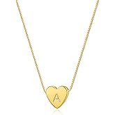Sargetou Gold Heart Initial Necklace for Women,14K Gold Plated Pendant Necklace Dainty Heart Necklaces Chic Fashion Jewelry Gift