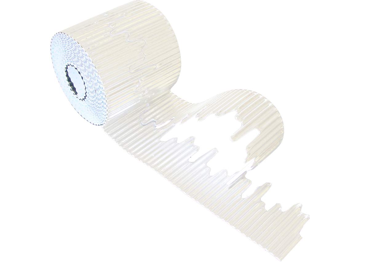 Bright Ideas Corrugated Border Roll for School Displays, White, 57mm x 7.5m (15m When Split), BI7866