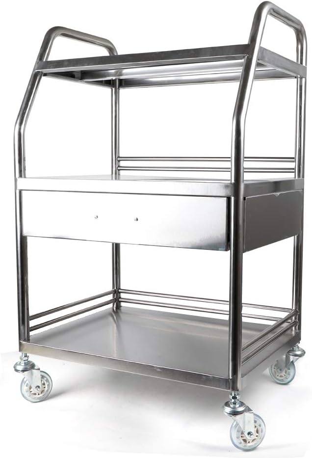 Laboratory 3Layer Cart with One Drawer Stainless Steel