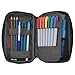 LIHIT LAB Large Capacity Zipper Pencil Case For School Office College, Big Capacity 4 Compartments Pencil Bag Holder Adults Teen Boys Girls, Travel Cosmetics Storage, Jet Black (A7551-124)