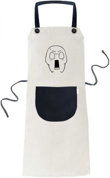 Amazon ビッグマウスショックブラック絵文字パターン 料理のキッチンベージュの調節可能な前掛けエプロンのポケットは 女性が男性のシェフ ギフト エプロン オンライン通販