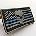 SpaceAuto 3D PVC Rubber American Flag w/ Police Thin Blue Line Law Enforcement Skull Military Army Tactical Morale Badge Patch 3.15