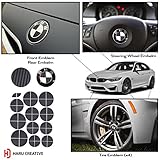 Haru Creative - Vinyl Overlay Aftermarket Decal Sticker Compatible with and Fits All BMW Emblem Caps for Hood Trunk Wheel Fender (Emblem Not Included) - Carbon Fiber Black
