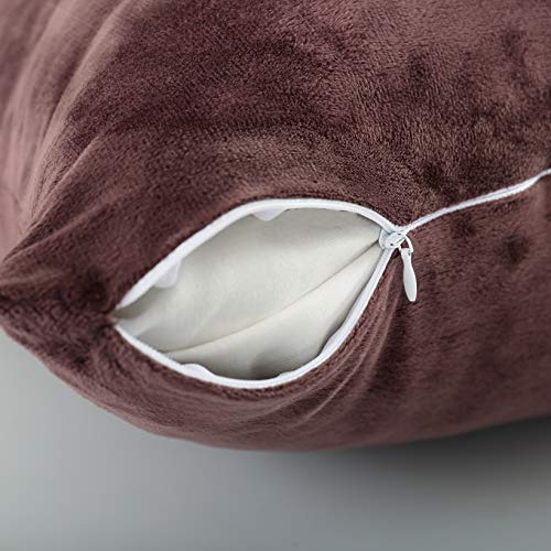 Evolive Soft Micromink Euro Sham Cover Pillowcase Replacement with Zipper Closure (Brown, 26"X26")