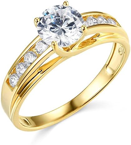 14k Yellow or White Gold Engagement rings for women (14K-yellow gold, 9.5)