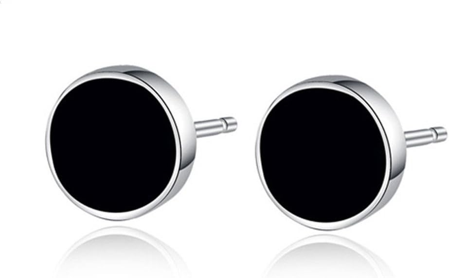YEX Earrings Jewlery Black Crystal Silver Stud Earrings for Men