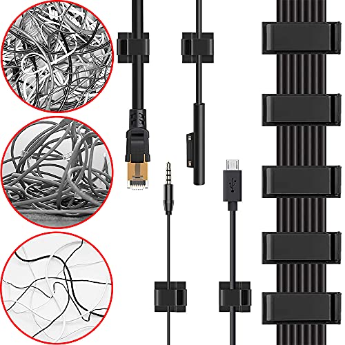 Cable Clips, 48PCS Gooze Management Adhesive Cable Clips - Charging Cable Ethernet Cable Clips Wire Folder for Car/Office/Home/Desk/PC/PS5/Xbox/Decoration LED strip (Included S and L Size)