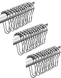 Shower Icon Shower Curtain Rings Hook Rustproof Stainless Steel with Balls, Polished Chrome, Set of 12