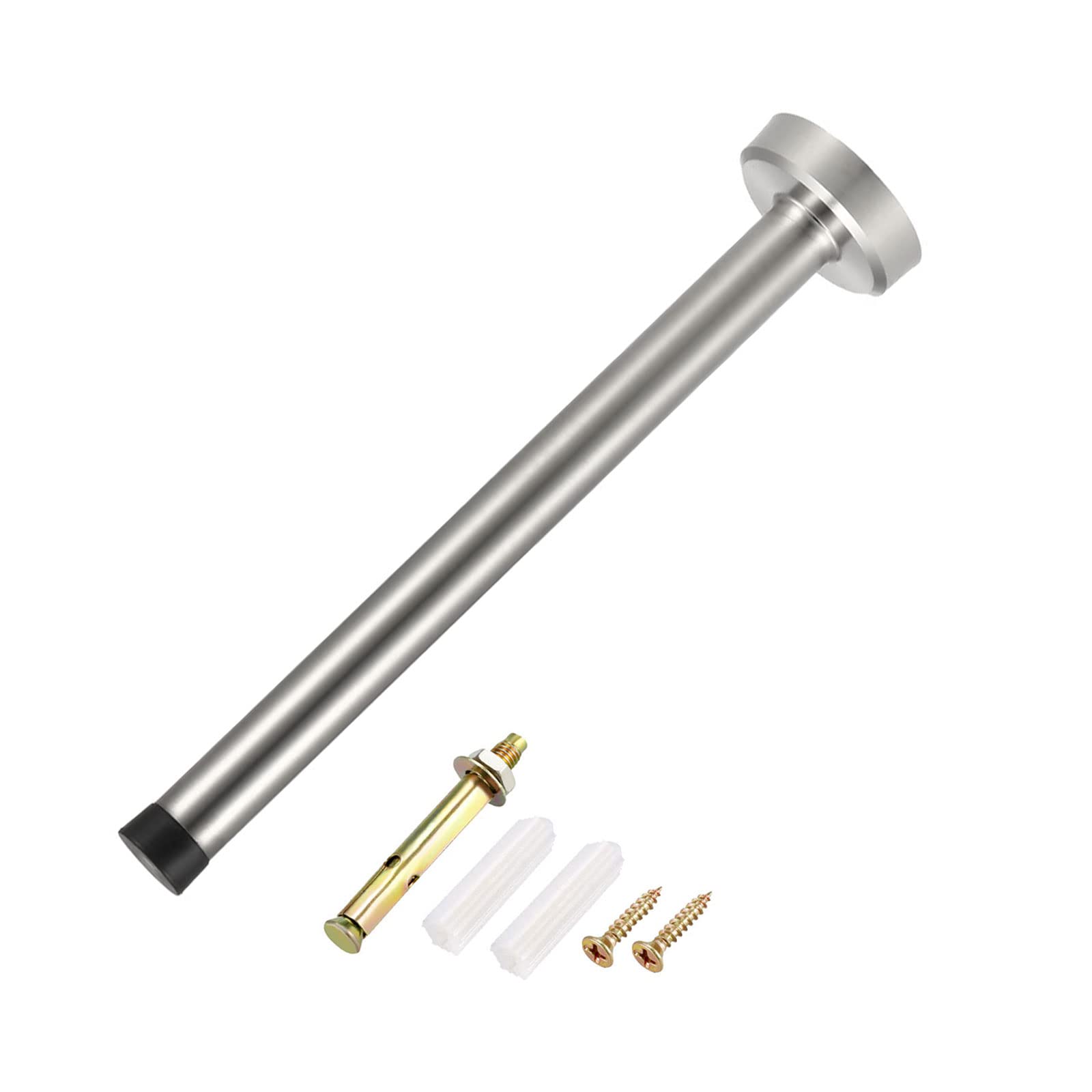 METALLIXITY Door Stop Wall Mount Door Stopper (200mm/7.87") 1pcs, Stainless Steel Sound Dampening Door Stoppers with Screws - for Furniture Decor, Silver Tone