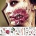 Halloween Temporary Face Tattoo Sticker 3D Zombie Scar Fake Bloody Wound for Cosplay Party Masquerade Prank Prop Decorations, Waterproof Sweatproof Makeup for Women Man kids