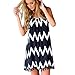ThinIce Women's Casual Geometric Printed Sleeveless Tassel Spaghetti Strap Loose Short Dress